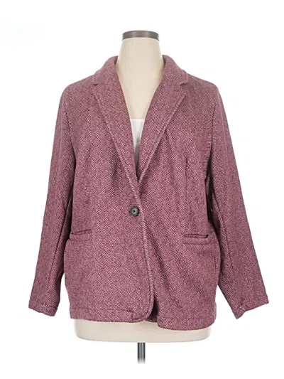 Pre-owned Lands' End Blazer Jacket In Burgundy