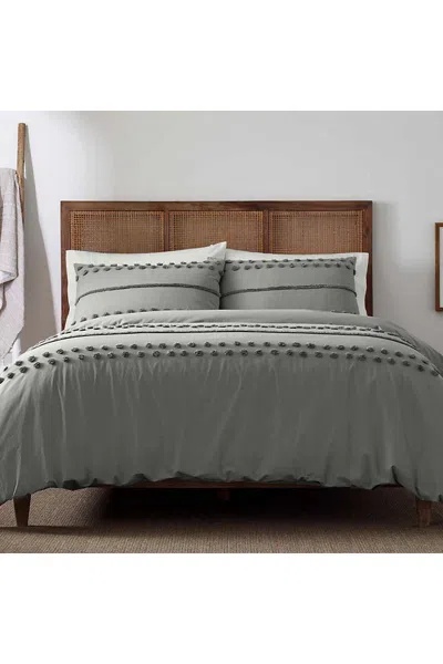 Lands' End Blue Loom Hazel Textured Cotton Duvet Cover Set In Gray