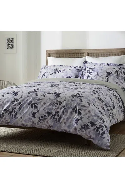Lands' End Blue Loom Juniper Impressionist Floral Print Cotton Duvet Cover Set In Purple