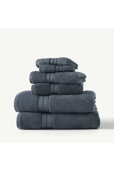 Lands' End Blue Loom Liam Bleach Friendly Cotton 6 Piece Bath Towel Set