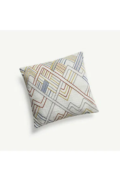Lands' End Blue Loom Savanah Lattice Cord Cotton Decorative Throw Pillow In White