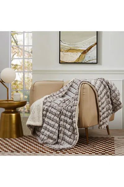 Lands' End Blue Ridge Home Fashions Micromink Sherpa Reversible Throw Blanket In Gray