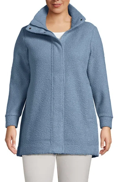 Lands' End Boucle Fleece Coat In Blue