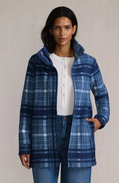 Lands' End Boucle Fleece Coat In Blue