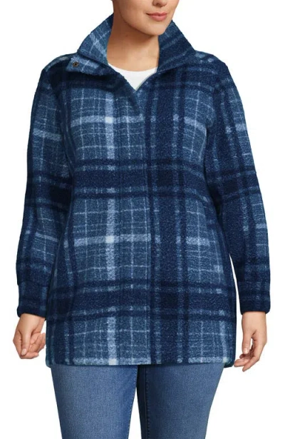 Lands' End Boucle Fleece Coat In Blue