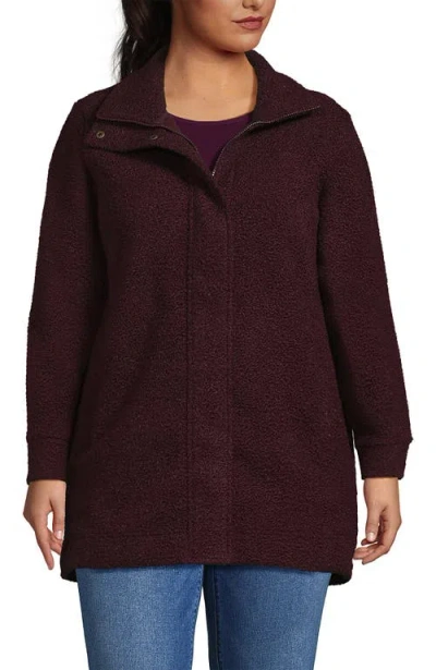 Lands' End Boucle Fleece Coat In Brown