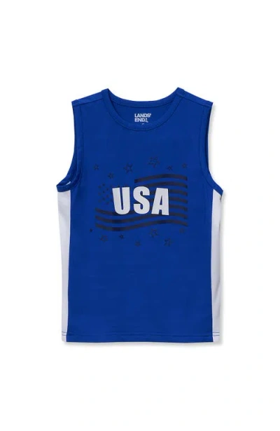Lands' End Kids'  Boys Active Jersey Top In Blue