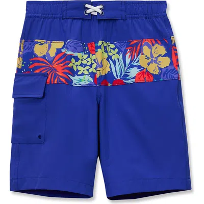 Lands' End Kids'  Boys Chlorine Resistant Cargo Long Board Short In Blue