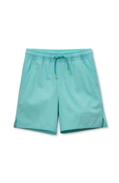 Lands' End Kids'  Boys Chlorine Resistant Magic Print Hydroliner Sport Swim Trunks In Blue