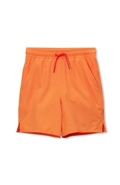 Lands' End Kids'  Boys Chlorine Resistant Magic Print Hydroliner Sport Swim Trunks In Orange