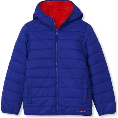 Lands' End Kids'  Boys Featherfree Reversible Hooded Jacket In Royal Blue/bright Orange