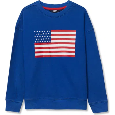 Lands' End Kids'  Boys French Terry Crewneck Sweatshirt In Blue