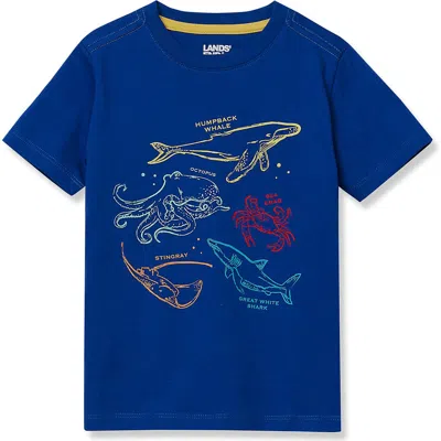 Lands' End Kids'  Boys Graphic T Shirt In Blue