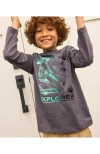 Lands' End Kids'  Boys Graphic T Shirt In Gray