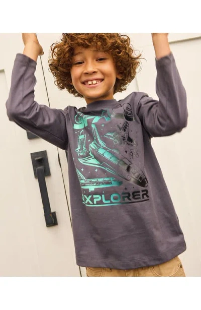 Lands' End Kids'  Boys Graphic T Shirt In Gray