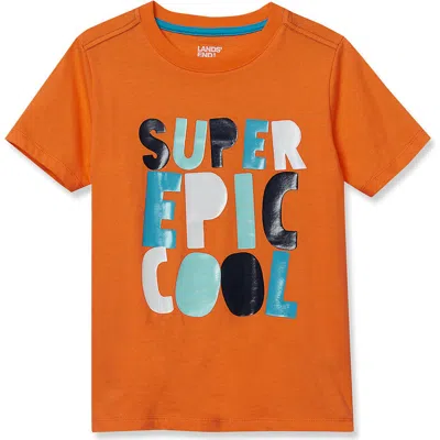 Lands' End Kids'  Boys Graphic T Shirt In Orange
