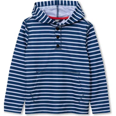 Lands' End Kids'  Boys Henley Pullover Hoodie In Blue