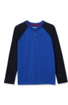Lands' End Kids'  Boys Henley Shirt In Blue