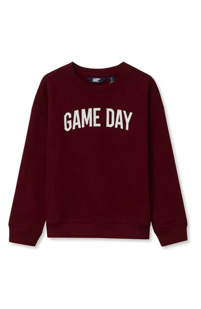 Lands' End Kids'  Boys Husky Graphic Crew Neck Sweatshirt In Game Day/cabernet