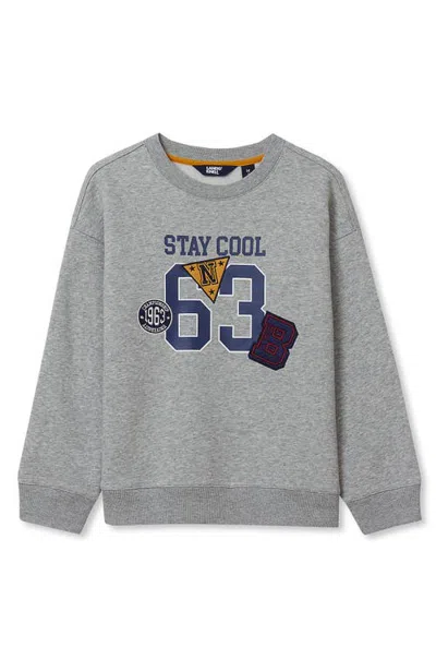 Lands' End Kids'  Boys Husky Graphic Crew Neck Sweatshirt In Stay Cool/gray Heather