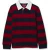 Lands' End Kids'  Boys Husky Long Sleeve Collared Rugby Shirt In Brown