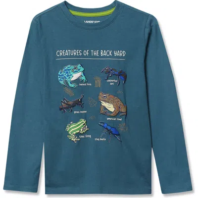 Lands' End Kids'  Boys Husky Long Sleeve Graphic Tee In Blue