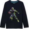 Lands' End Kids'  Boys Husky Long Sleeve Graphic Tee In Black