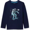 Lands' End Kids'  Boys Husky Long Sleeve Graphic Tee In Blue