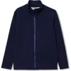 Lands' End Boys Husky Long Sleeve Knit Full Zip Mock Neck Sweatshirt In Blue