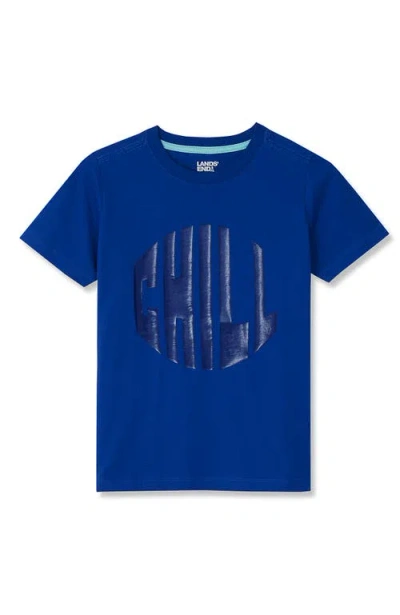 Lands' End Kids'  Boys Husky Short Sleeve Graphic Tee In Blue