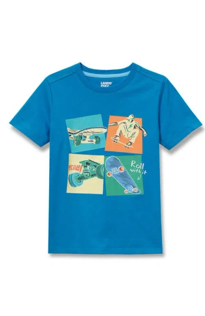 Lands' End Kids'  Boys Husky Short Sleeve Graphic Tee In Blue