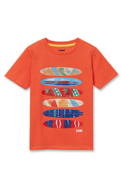 Lands' End Kids'  Boys Husky Short Sleeve Graphic Tee In Orange