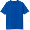 Lands' End Kids'  Boys Husky Short Sleeve Upf 50 Sun Protection Rash Guard In Blue