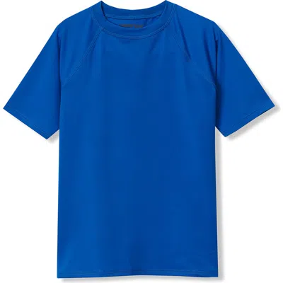 Lands' End Kids'  Boys Husky Short Sleeve Upf 50 Sun Protection Rash Guard In Blue