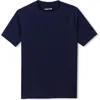 Lands' End Kids'  Boys Husky Short Sleeve Upf 50 Sun Protection Rash Guard In Blue