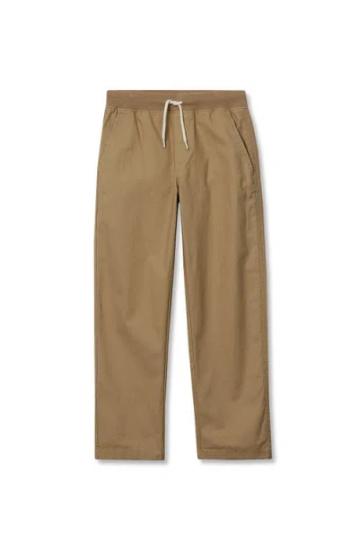Lands' End Kids'  Boys Husky Stretch Soft Rib Waist Iron Knee Pull On Pants In Brown