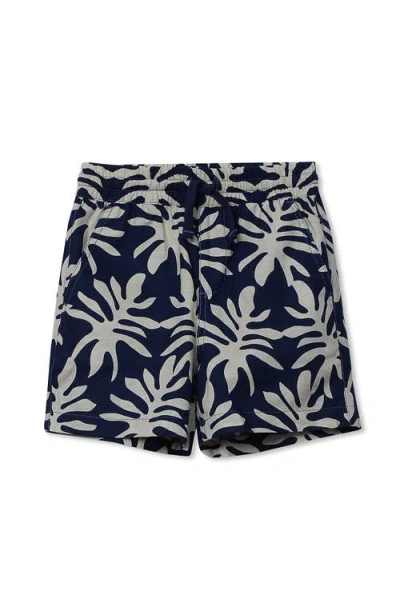 Lands' End Kids'  Boys Linen Slub Shorts In Blue