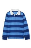 Lands' End Boys Long Sleeve Collared Rugby Shirt In Blue