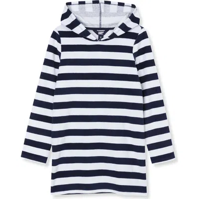 Lands' End Kids'  Boys Long Sleeve Terry Cover Up In Deep Sea Navy Stripe