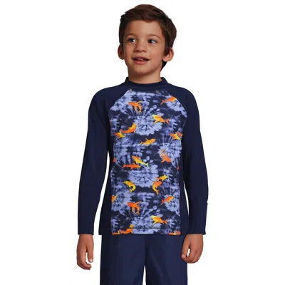 Lands' End Kids'  Boys Long Sleeve Upf 50 Sun Protection Rash Guard In Blue
