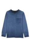 Lands' End Boys Long Sleeve Washed Pocket Shirt In Blue