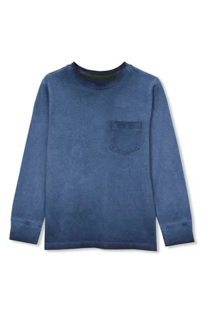 Lands' End Kids'  Boys Long Sleeve Washed Pocket Shirt In Blue