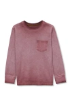 Lands' End Kids'  Boys Long Sleeve Washed Pocket Shirt In Brown