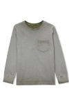 Lands' End Kids'  Boys Long Sleeve Washed Pocket Shirt In Gray
