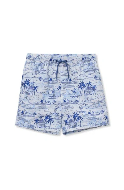 Lands' End Kids'  Boys Print Swim Trunks In Multi