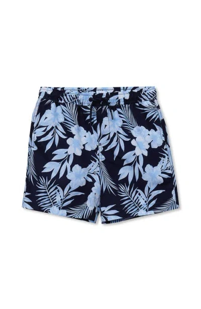 Lands' End Kids'  Boys Print Swim Trunks In Blue