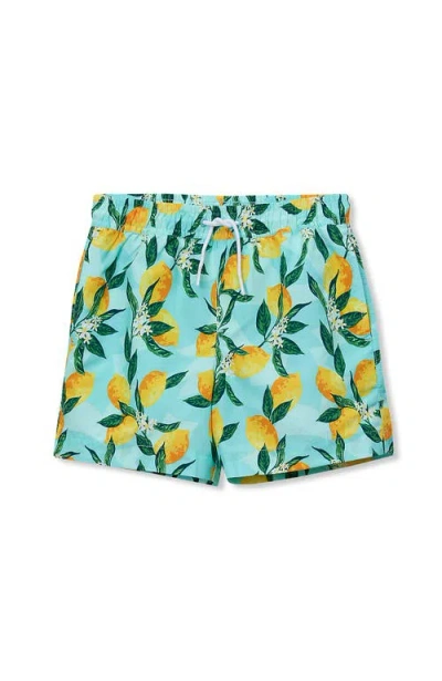 Lands' End Kids'  Boys Print Swim Trunks In Blue