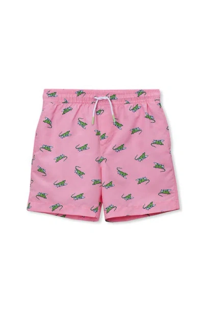 Lands' End Kids'  Boys Print Swim Trunks In Pink
