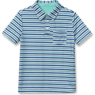 Lands' End Kids'  Boys Short Sleeve Athletic Polo Shirt In Blue