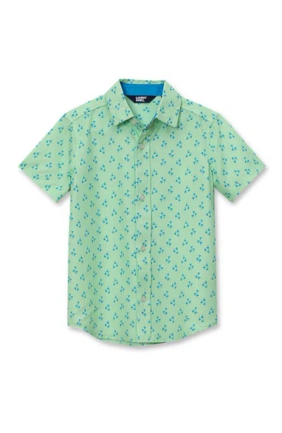 Lands' End Kids'  Boys Short Sleeve Button Down Performance Shirt In Green
